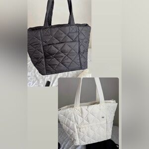 Quilted Black and White Tote Bag